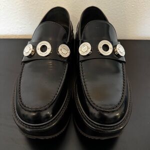 Burberry Black Leather Platform Loafers